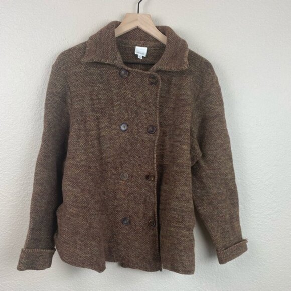 MAYERLINE Lagenlook Brown Double Breasted Wool Sweater Coat - Picture 3 of 10